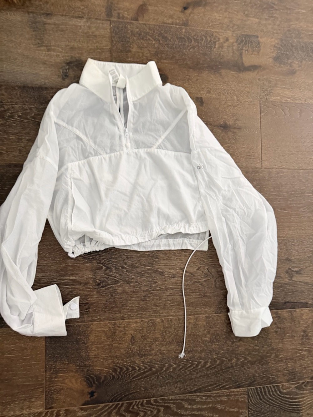 Alo Women’s White Cropped Half-Zip Pullover Top XS